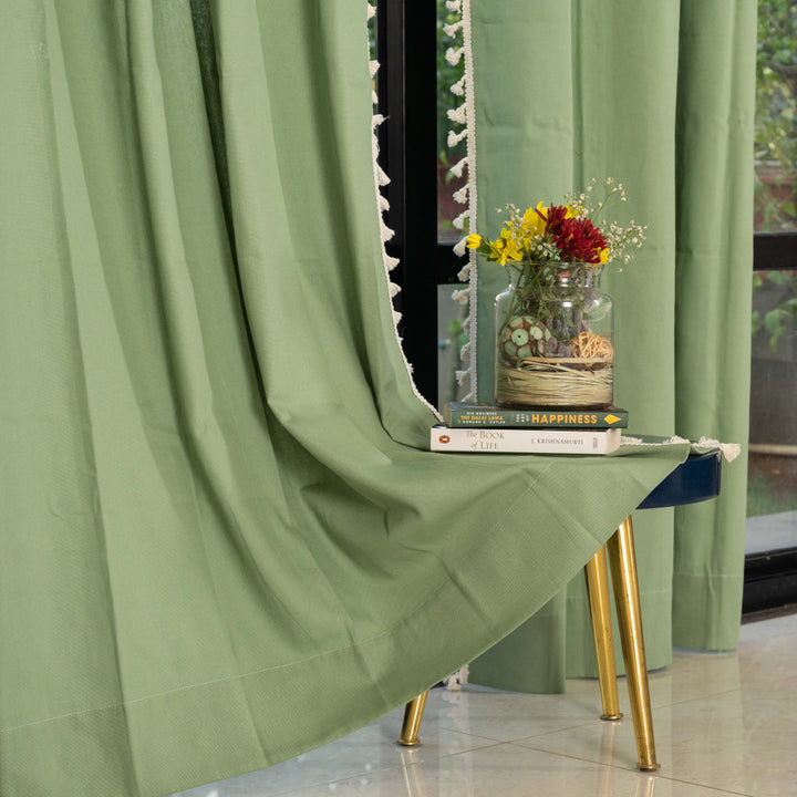 Premium 100% Cotton Curtain For Window & Curtains For Door - Pack Of 1 Curtain, Aura Sage Green