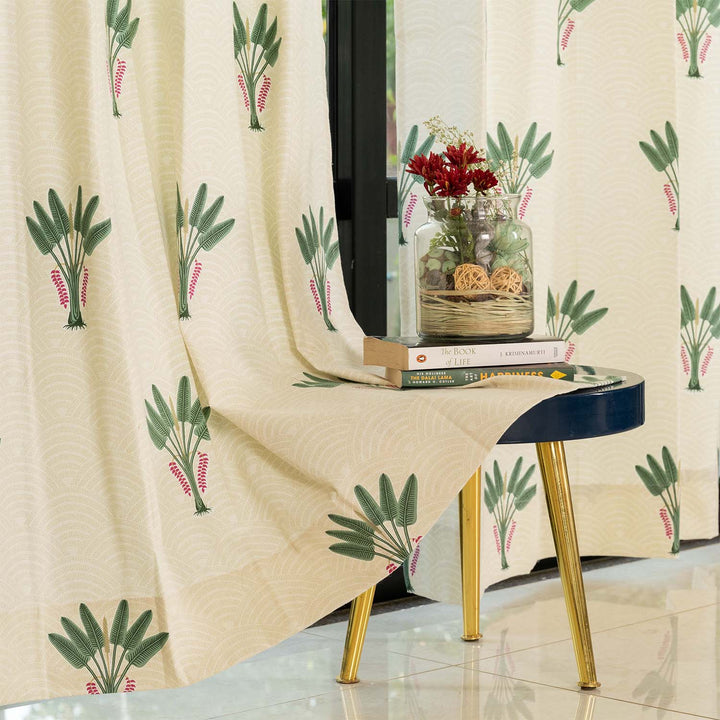 100% Cotton Curtains For Living Room, Bedroom Curtains - Pack Of 2 Curtains, Palm Lagoon Green