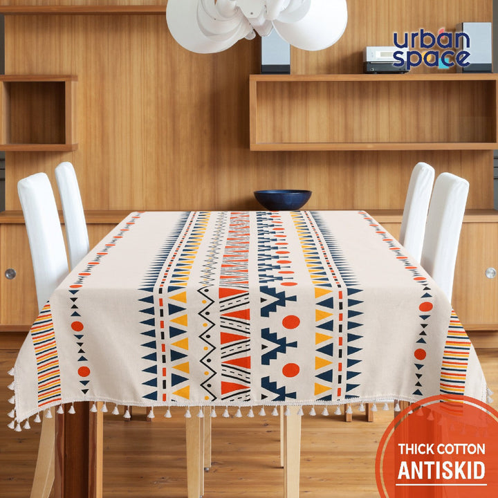 100% Cotton Table Cloth/ Table Cover / Table Runner For 4 Or 6 Seater Dining / Centre Table - Ikat Orange